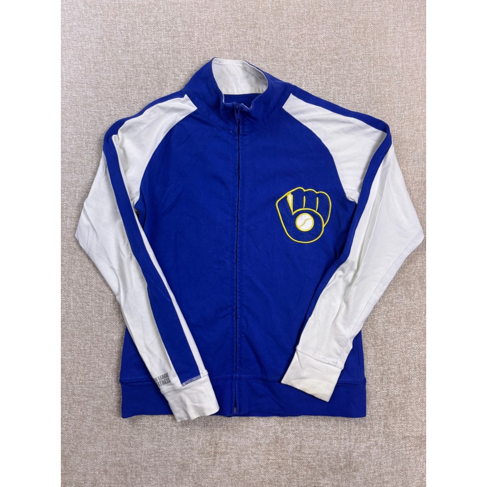 Concepts Sport Milwaukee Brewers Track Jacket Womens Small Blue White MLB Logo